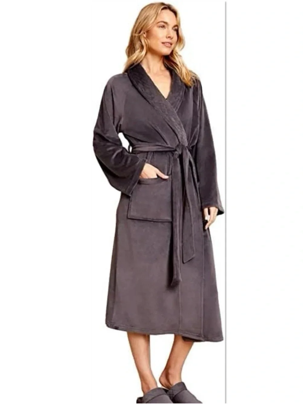 Barefoot Dreams LuxeChic Robe Bathrobe Carbon Gray Unisex Sz 1 Women’s XS/S NWT